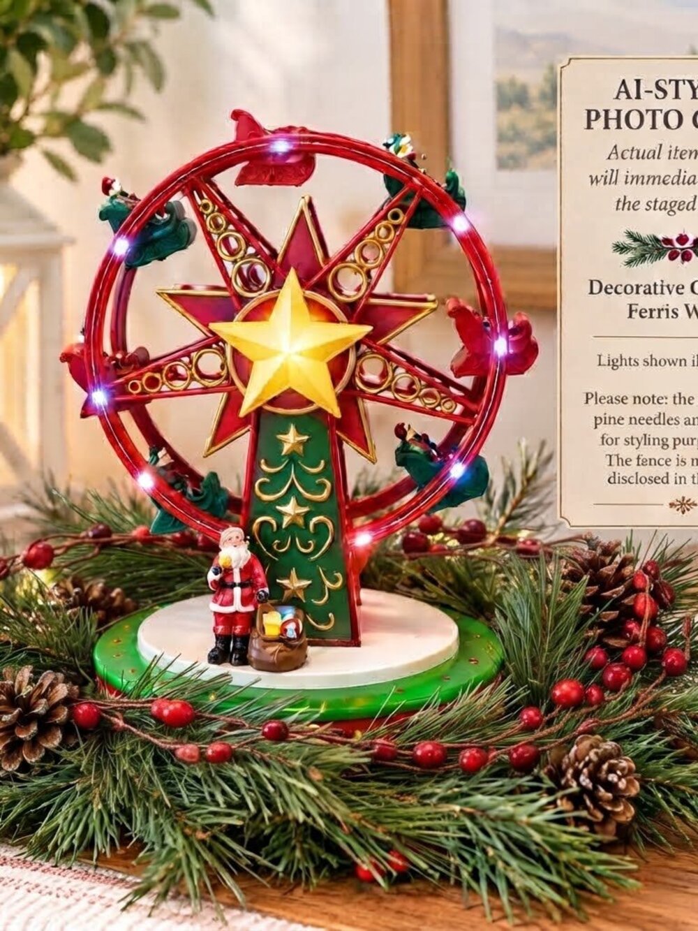 2001 AVON Christmas Ferris Wheel Décor — Retro Working Motion (Fence Missing)